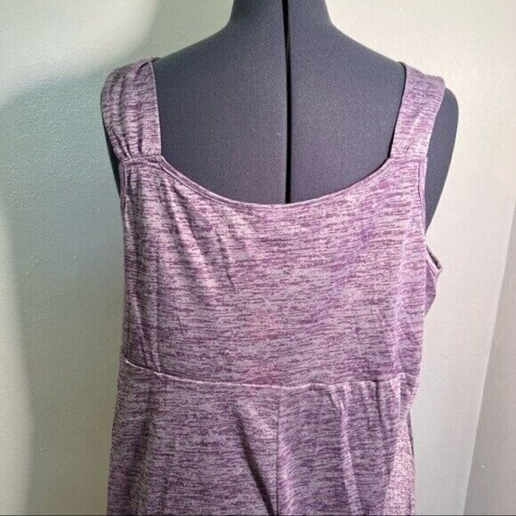 Rose Gal Tank Top Heathered Purple Bow Neck V-Neck Sleeveless - Picture 8 of 10